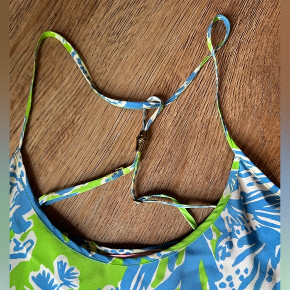 Lilly Pulitzer Maisy Top, Limeade Biggest Fan print, Women's S, silk tank top - Picture 3 of 8